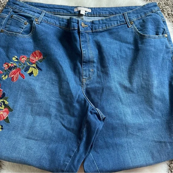 Woman Within Floral Embroidered Jeans - Picture 5 of 6